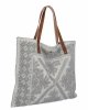 Włoska Torebka Shopper bag w Modne Wzory 5887 Jasno Szara